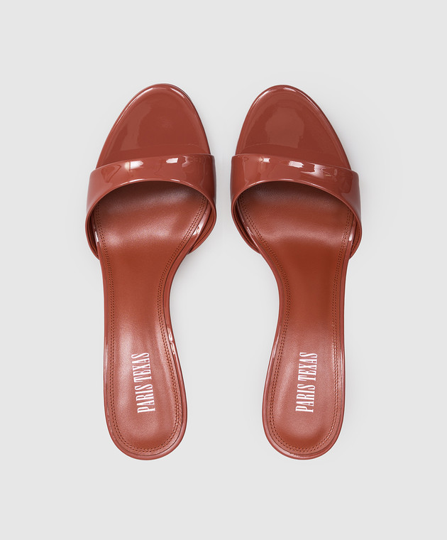 Paris Texas Коричневі шкіряні лаковані мюлі Lidia PX1141XVN01 зображення 4