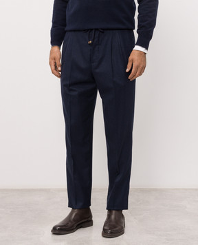 Brunello Cucinelli Штани темно-синього кольору з вовни ME226E1710