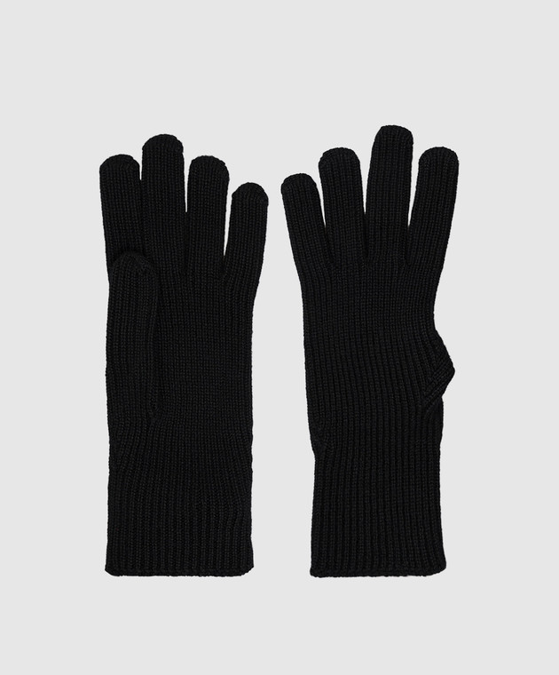 Moncler Чорні рукавички з вовни з нашивкою логотипа L20913A00007A9342