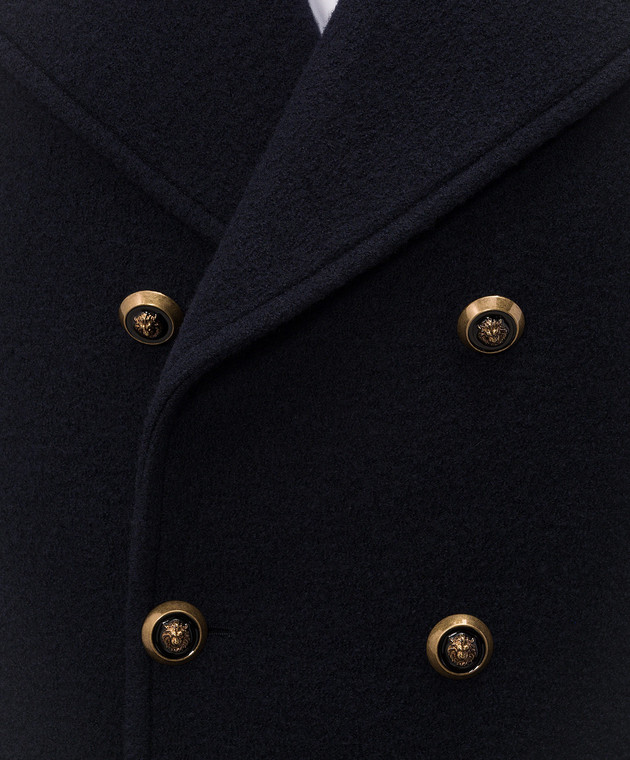 Balmain Синє двобортне пальто з вовни HH1UA156WC70 зображення 5
