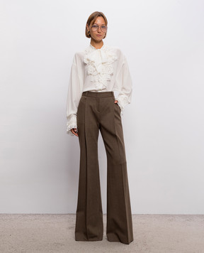 Ermanno Scervino Блуза из шелка цвета айвори с рюшами D492K360APVKX