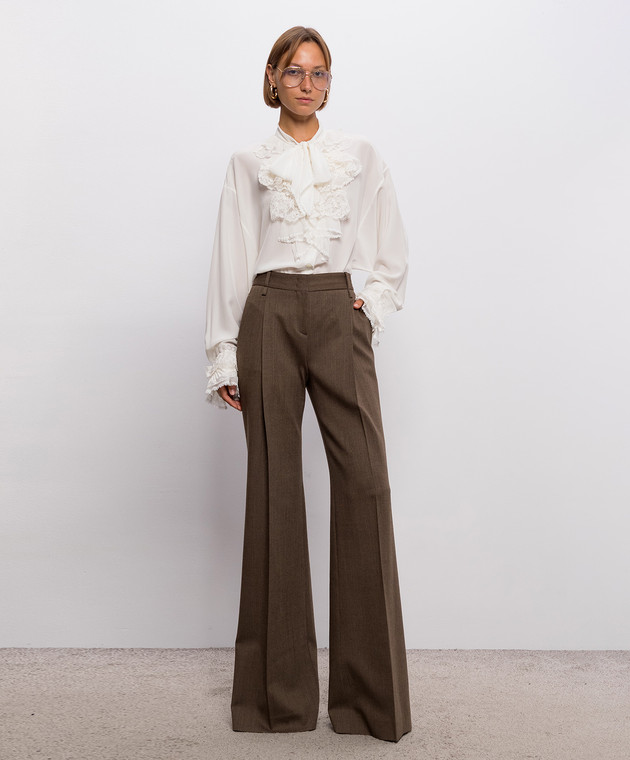 Ermanno Scervino Блуза из шелка цвета айвори с рюшами D492K360APVKX изображение 2