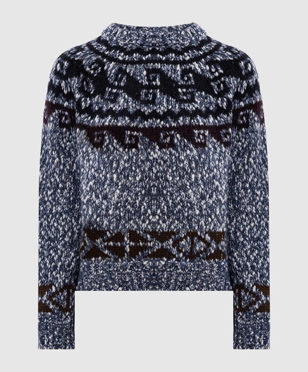 Moncler Grenoble Синий свитер в узор L20989C00007N0696