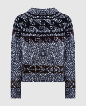 Moncler Grenoble Синій светр у візерунок L20989C00007N0696