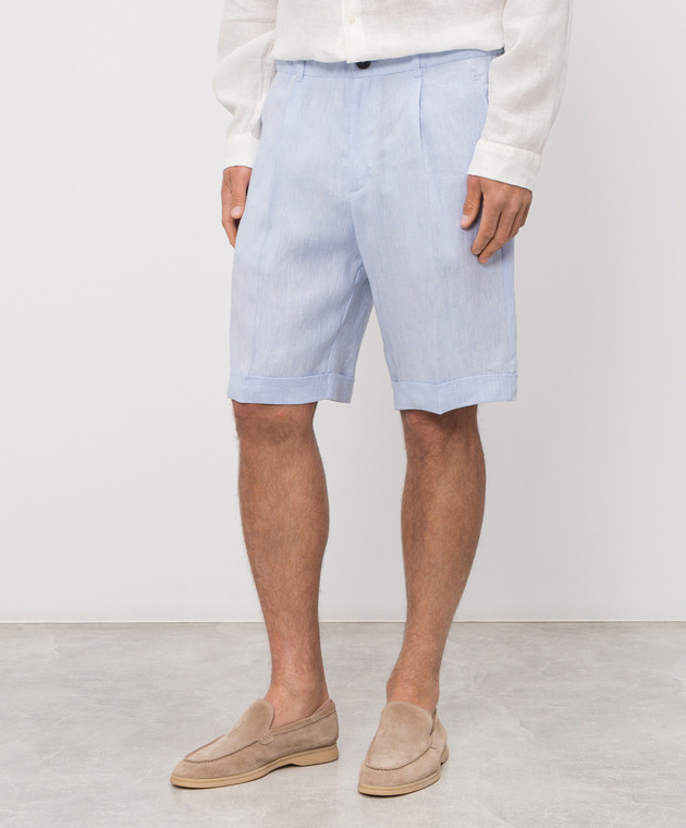 Herno Блакитні шорти з льону з відворотами PT000191U17158 зображення 3