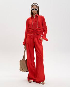 Ermanno Scervino Красная блузка с кружевом D482K338APEMY