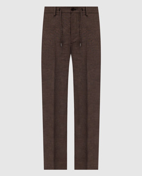 Stefano Ricci Коричневые брюки из льна, шерсти и шелка M1T6100018B127HA