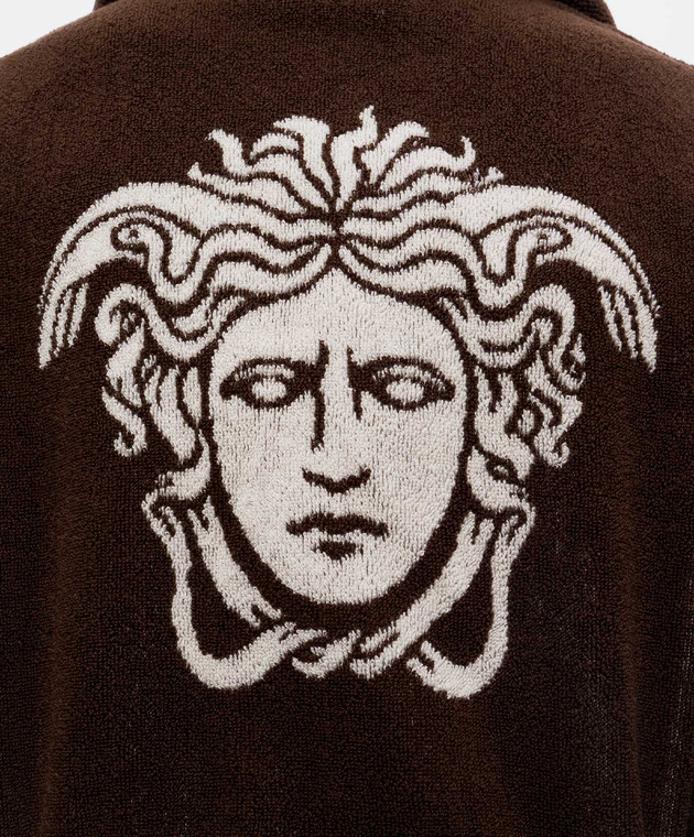 Versace Коричневый махровый халат с узором Medusa 10242151A17767 изображение 4