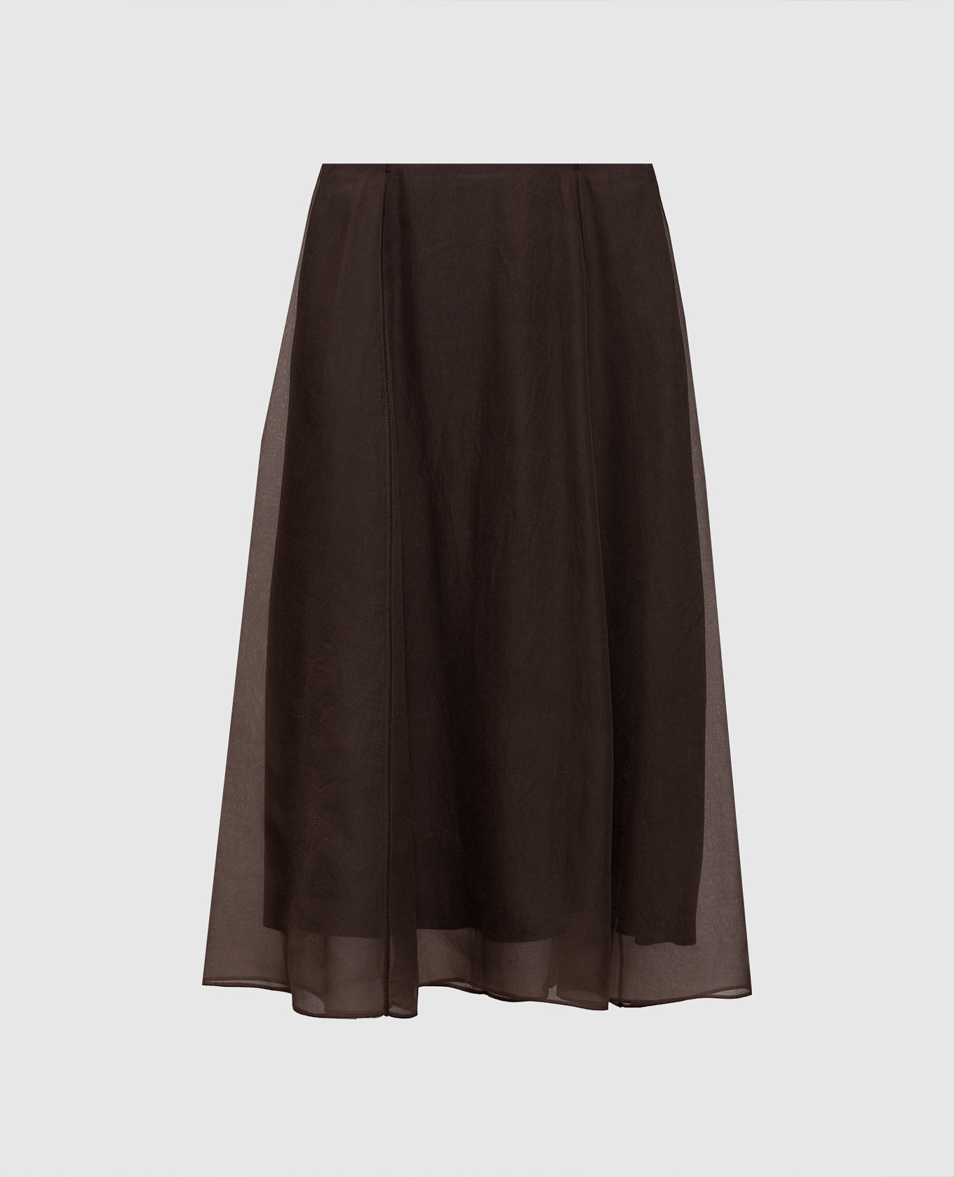 

Коричневая юбка из шелка, Коричневый, Юбки-а-силуэта