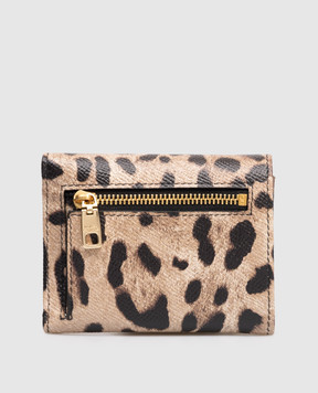Dolce&Gabbana Бежевый кожаный портмоне в анималистический принт BI0770AX566