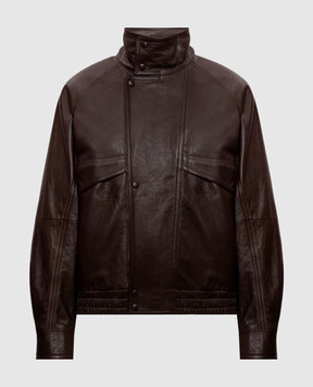 Saint Laurent Коричнева шкіряна куртка 798772YCNV2