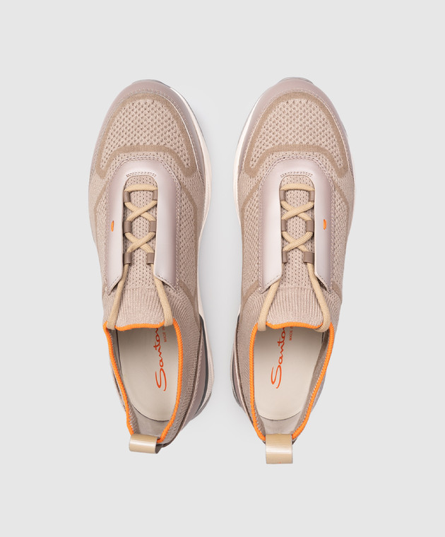 Santoni Коричневі комбіновані кросівки з логотипом MBIO22135BGRCOTZ зображення 4