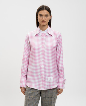 Thom Browne Рожева сорочка із шовку в клітинку FLR016CF1040