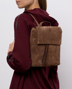 Brunello Cucinelli Коричневий замшевий рюкзак з тисненням логотипа MBDLB2826P