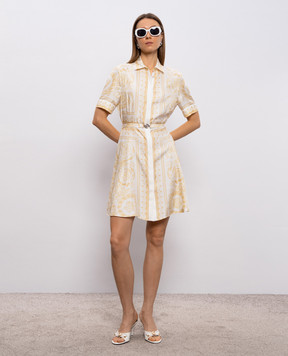 Versace Біла сукня із шовку в принт Barocco Jacquard 10210091A15215