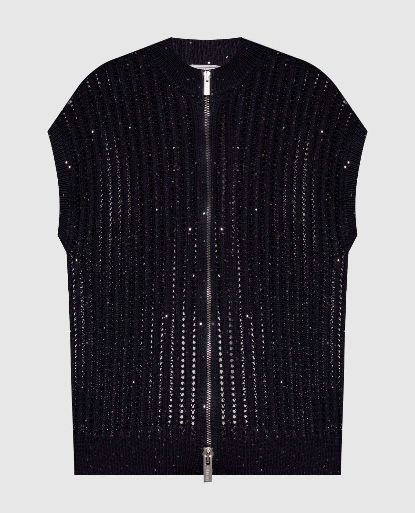 Черный ажурный кардиган с пайетками