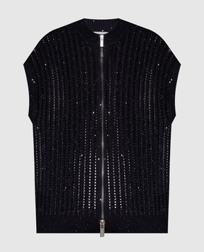 Peserico Чорний ажурний кардиган з паєтками A99082F0509110