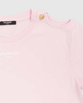 Balmain Дитяча рожева футболка з логотипом BY8B51Z367210