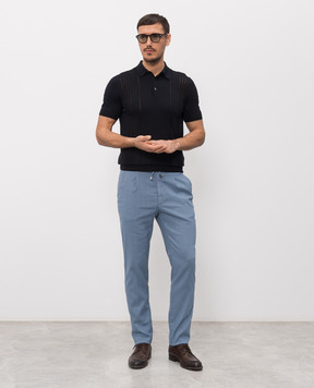 Enrico Mandelli Голубые брюки с льном GYM02B5654983