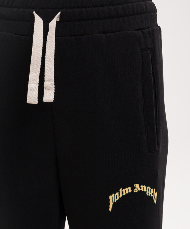 Palm Angels Черные спортивные брюки с принтом логотипа PWCH029S26FLE003 изображение 5