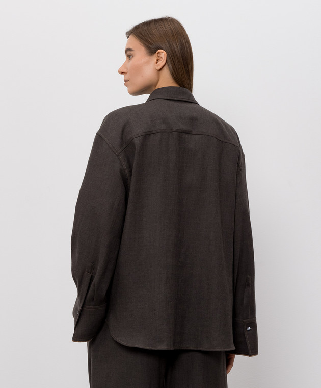 Brunello Cucinelli Коричневая рубашка из шерсти MP550M1M06 изображение 4