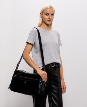 Gianni Chiarini Черная кожаная глянцевая сумка Cora с принтом логотипа BS12586RALPH