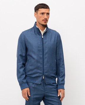 Enrico Mandelli Синя куртка з вовни, шовку та льону 3T501A5315