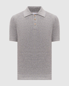 Brunello Cucinelli Сіре в'язане поло з льоном M2L707715