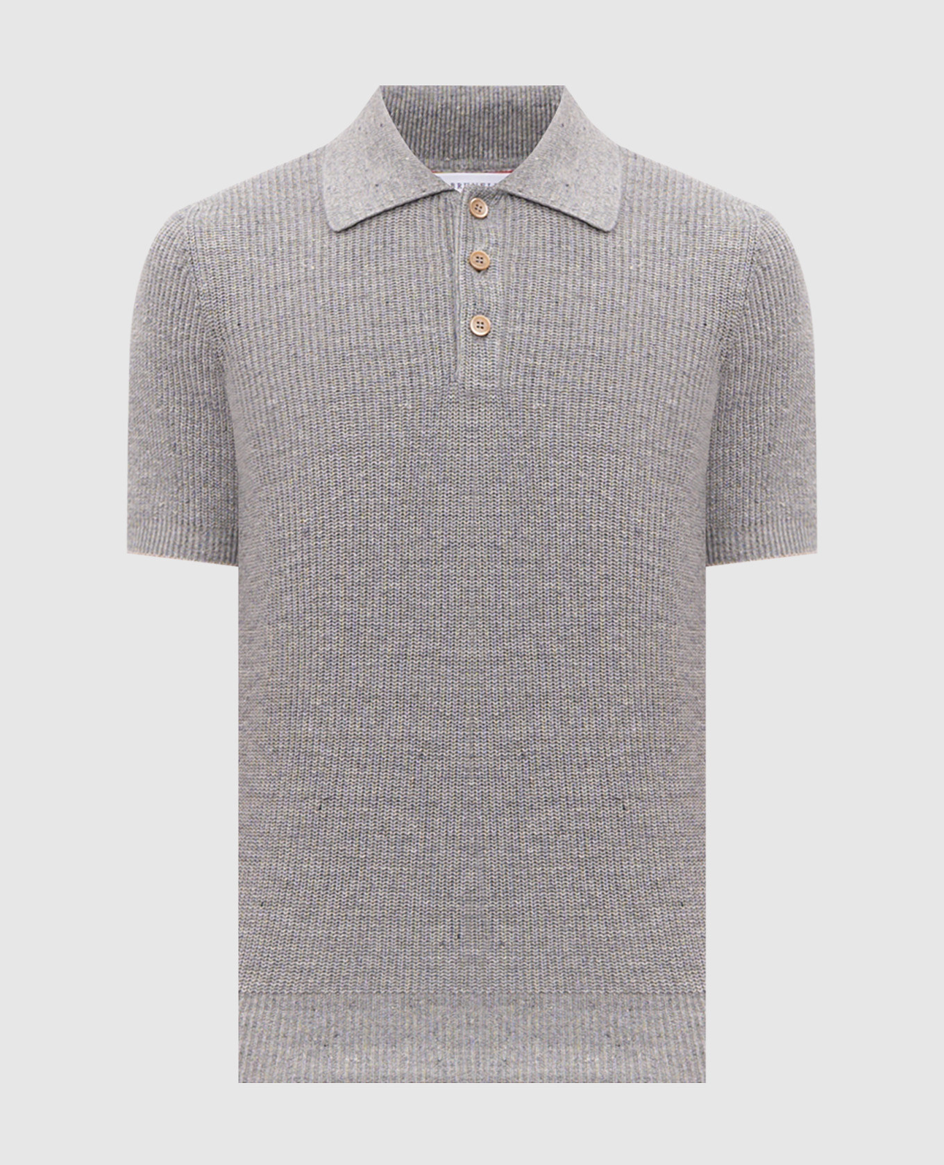 Серое вязаное поло с леном