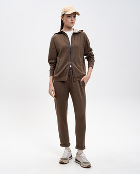 Brunello Cucinelli Коричневі спортивні штани з ланцюжком моніль MD828SB899