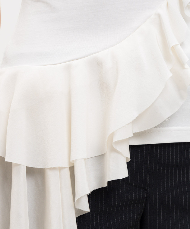 Alexander McQueen Біла майка з рюшами 870702QLAEZ зображення 5