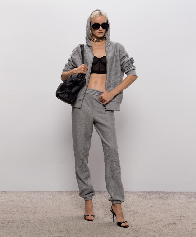 Ermanno Scervino Life Серая меланжевая спортивная куртка с вышивкой D494M600HKS изображение 2