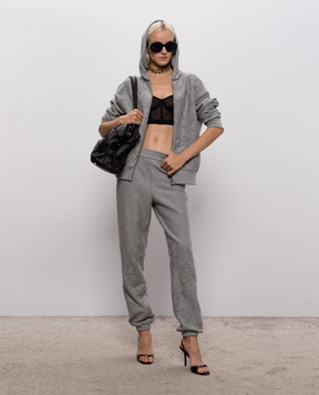 Ermanno Scervino Life Серая меланжевая спортивная куртка с вышивкой D494M600HKS