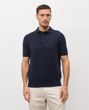 ISAIA Синее поло из льна и шелка MG8361Y0508