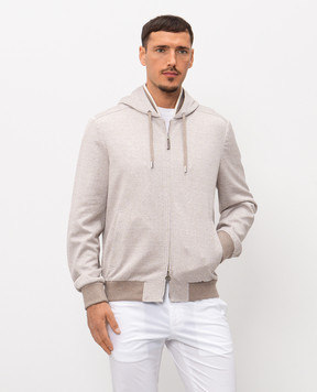 Stefano Ricci Бежевая куртка с леном и шелком в виндзорскую клеточку MZJ6100050DN29HA