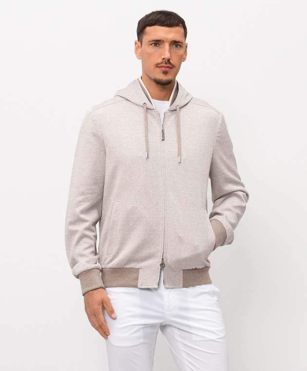 Stefano Ricci Бежева куртка з льоном та шовком у віндзорську клітинку MZJ6100050DN29HA зображення 3