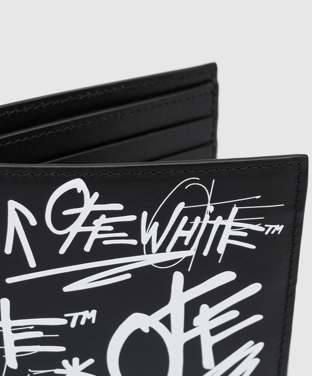 Off-White Чорне шкіряне портмоне з принтом логотипа OMNC094S26LEA004 зображення 4