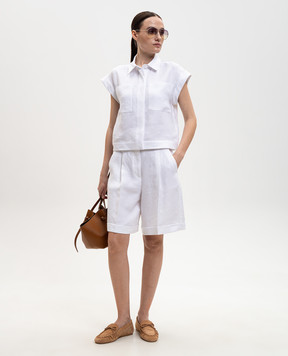 Peserico Біла сорочка з льону з короткимм рукавами S0316602606