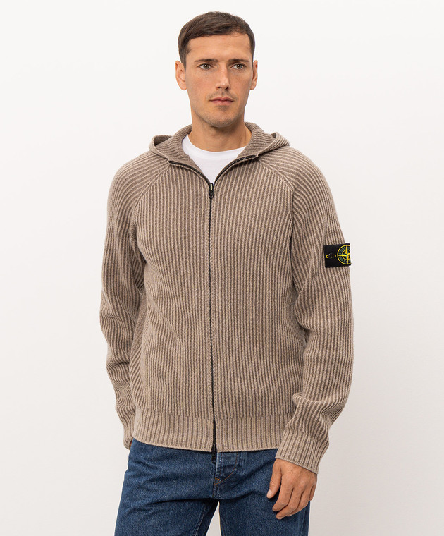 Stone Island Бежевий двосторонній кардиган з кашеміру L2S155100067S0N21 зображення 3