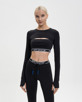 Off-White Чорний укорочений топ з логотипом OWVB04CF25JER001