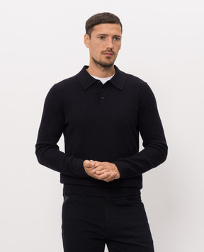 Trussardi Синє поло з вовни у візерунок M0148000112NMK646K36