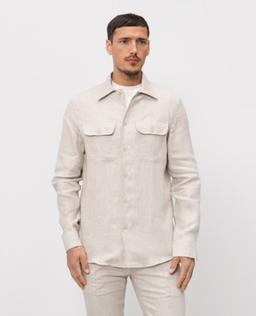 Doriani Cashmere Бежева сорочка з льону DOSLIDR4226950210