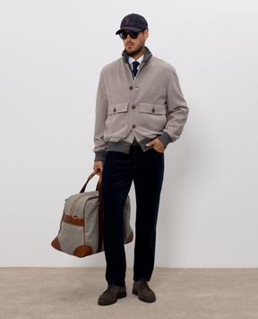 Brunello Cucinelli Синие вельветовые брюки с вышивкой эмблемы M280NF1012