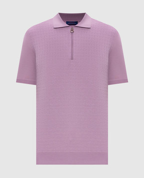 Stefano Ricci Фіолетове поло з вовни, кашеміру та шовку у візерунок W505507P31W26150