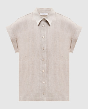 Peserico Сіра сорочка з льону S0649802629