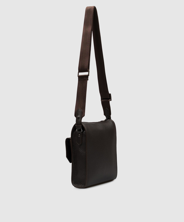 Canali Коричнева шкіряна сумка з тисненням логотипа NA00261P326134 зображення 3