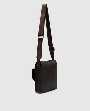 Canali Коричнева шкіряна сумка з тисненням логотипа NA00261P326134