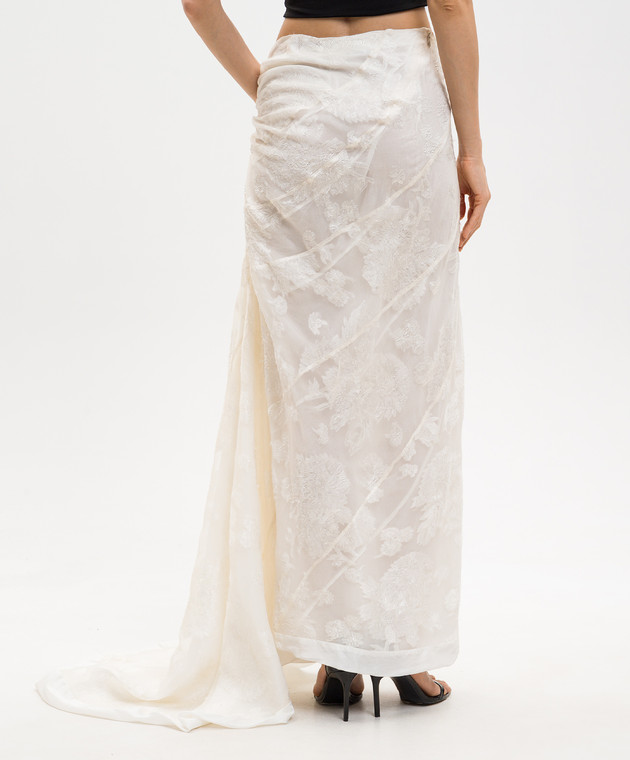 Marc Le Bihan Спідниця з шовком у візерунок кольору айворі 25134 зображення 4