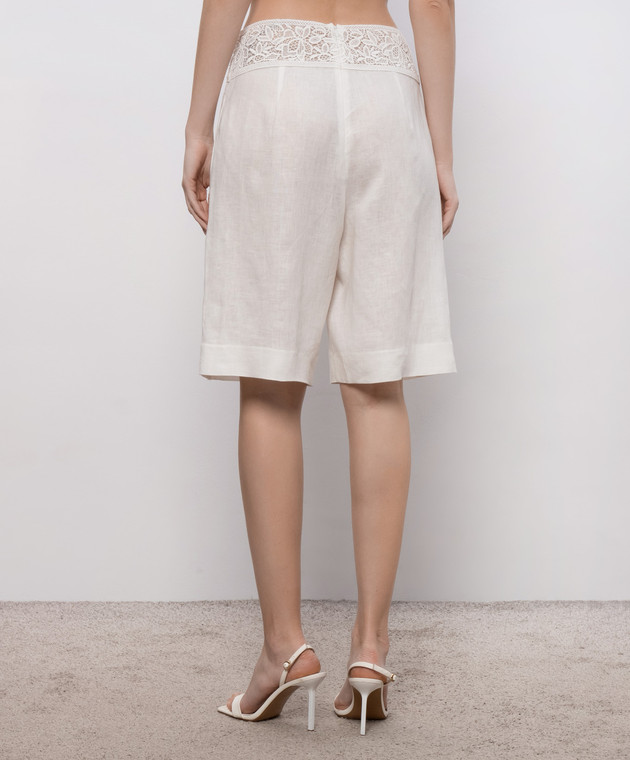 Ermanno Scervino Life Бермуды цвета айвори из льна D484P611GQII изображение 4