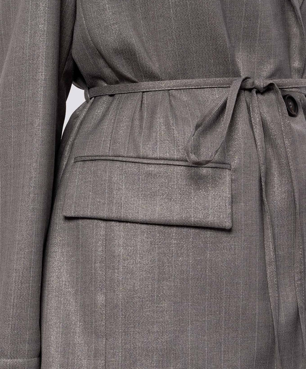 Brunello Cucinelli Серый жакет из шерсти в полоску с люрексом MB1897405P изображение 5